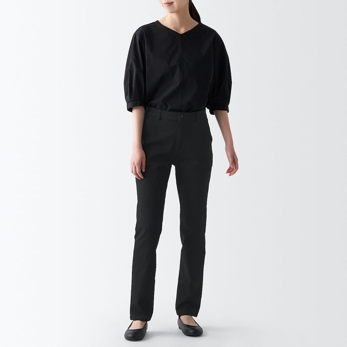 Jeansy Damskie Muji 4-Way Stretch Chino Slim Tapered Czarne | OV2D1U85A