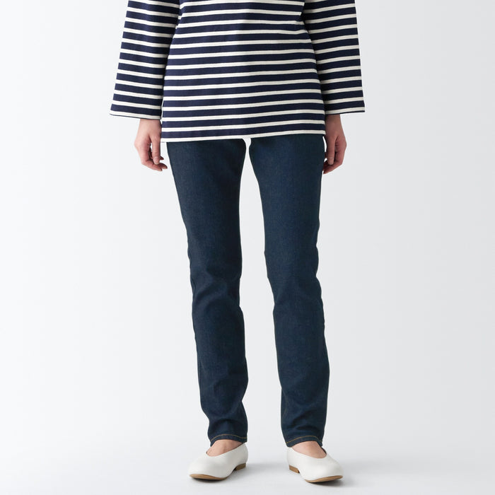 Jeansy Damskie Muji Stretch Denim Slim Granatowe | RY0Q0W02W