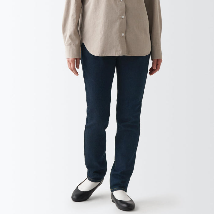 Jeansy Damskie Muji Stretch Denim Slim Niebieskie | MO5S5M95F