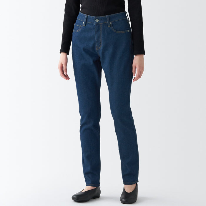 Jeansy Damskie Muji Stretch Denim Slim Niebieskie | YC4R1I48F