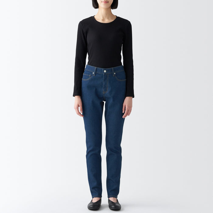 Jeansy Damskie Muji Stretch Denim Slim Niebieskie | YC4R1I48F