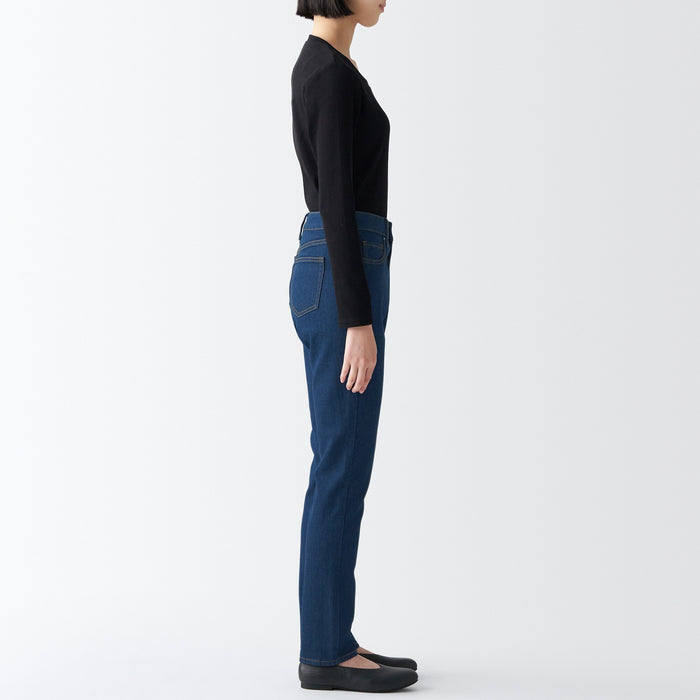Jeansy Damskie Muji Stretch Denim Slim Niebieskie | YC4R1I48F