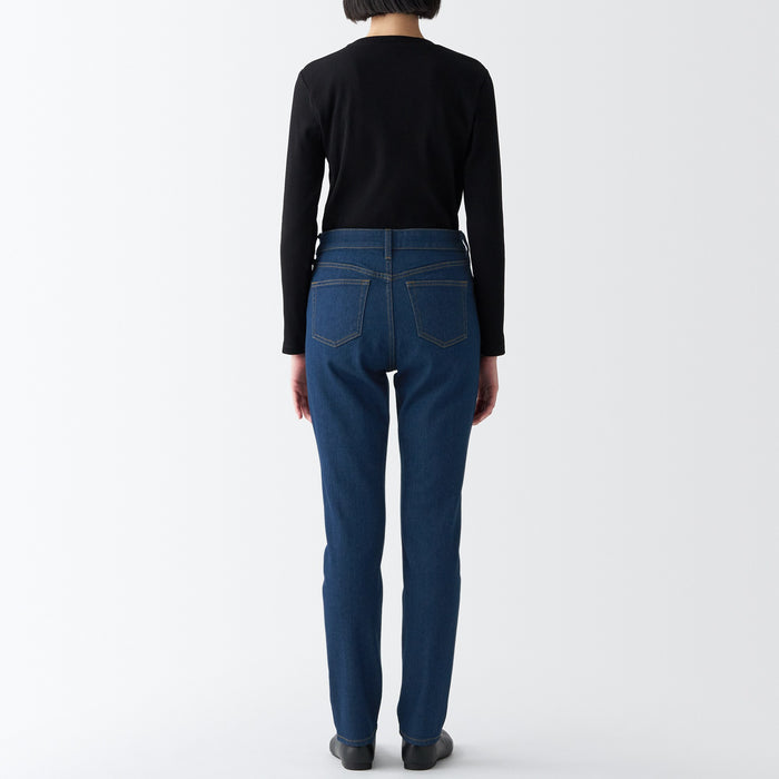 Jeansy Damskie Muji Stretch Denim Slim Niebieskie | YC4R1I48F