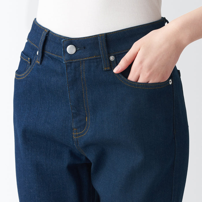 Jeansy Damskie Muji Stretch Denim Slim Niebieskie | YC4R1I48F