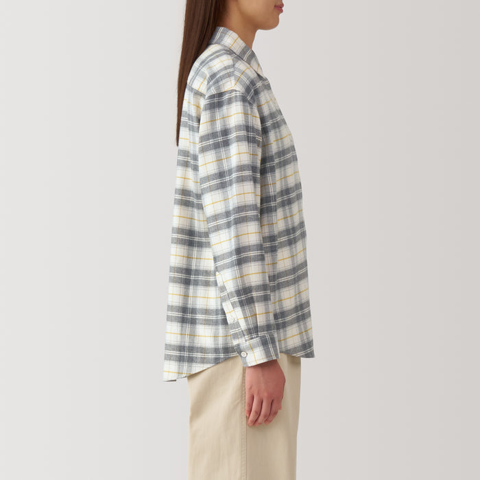 Koszule Damskie Muji Flannel Regular Collar Long Sleeve Patterned Szare | HY8Q1D65K