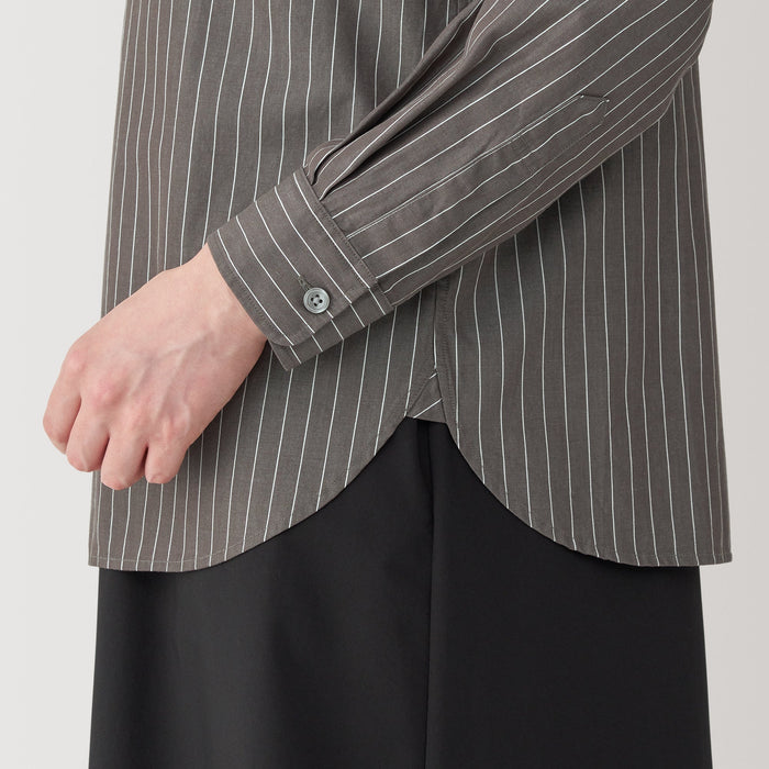 Koszule Damskie Muji Washed Broad Regular Collar Long Sleeve Striped Szare | WX7X7U65I