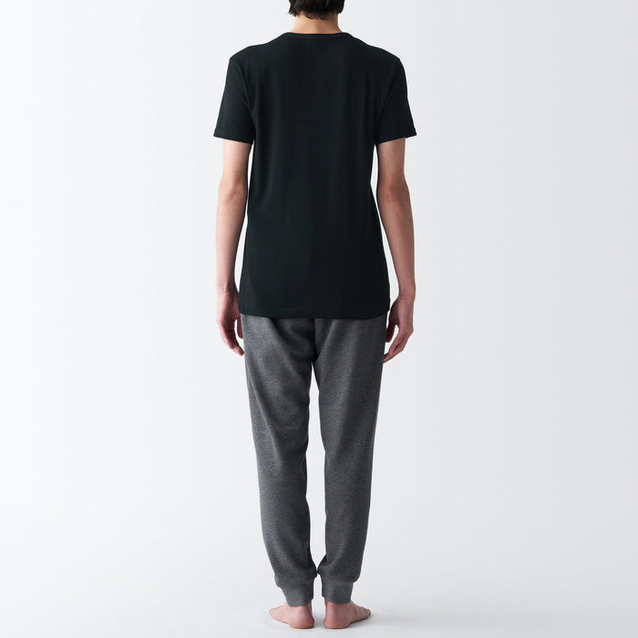 Koszulki Męskie Muji Breathable Cotton Crew Neck Short Sleeve Czarne | HR4P6P26V