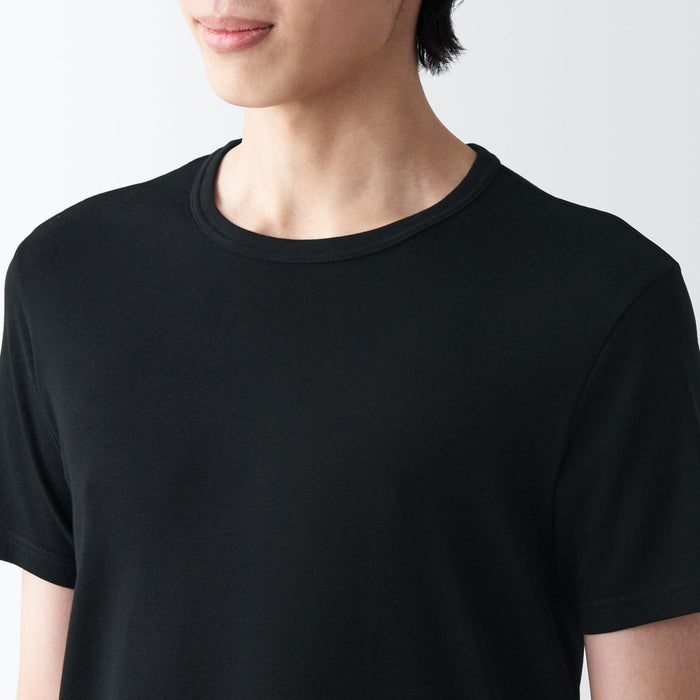 Koszulki Męskie Muji Breathable Cotton Crew Neck Short Sleeve Czarne | HR4P6P26V