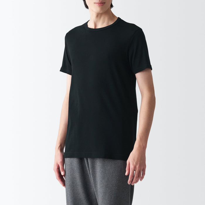 Koszulki Męskie Muji Breathable Cotton Crew Neck Short Sleeve Czarne | HR4P6P26V