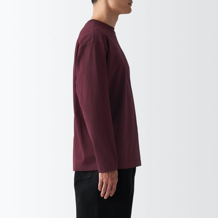 Koszulki Męskie Muji Brushed Jersey Crew Neck Long Sleeve Bordowe | NJ5X0Q83O