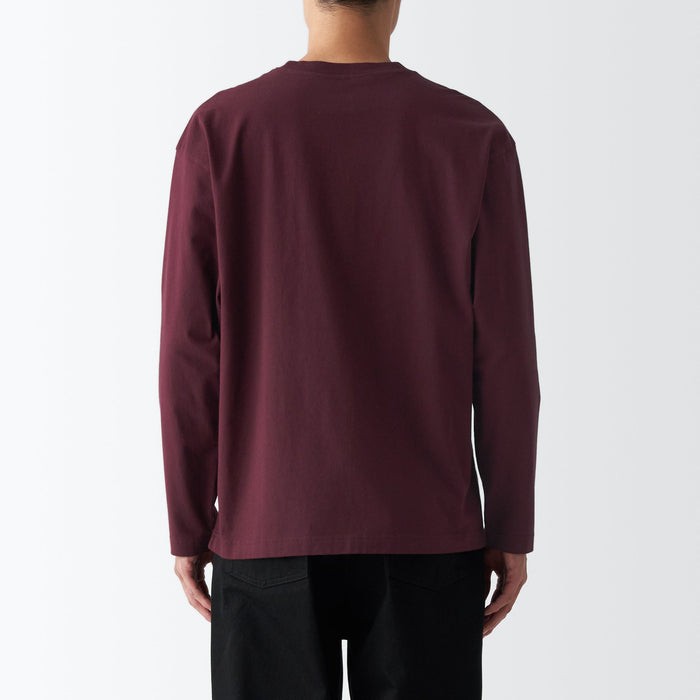 Koszulki Męskie Muji Brushed Jersey Crew Neck Long Sleeve Bordowe | NJ5X0Q83O