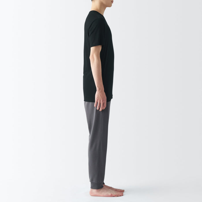 Koszulki Męskie Muji Cool Touch Smooth V-Neck Short Sleeve Czarne | MQ6K9X36M