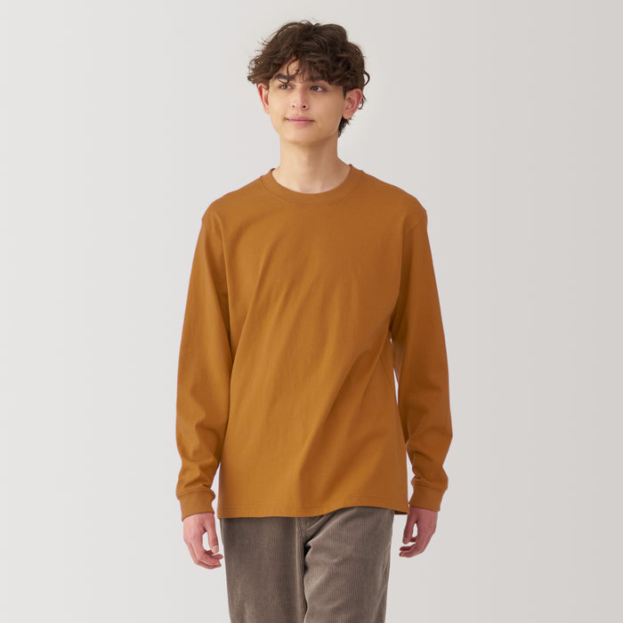 Koszulki Męskie Muji Washed Heavy Weight Crew Neck Long Sleeve Granatowe | KS0P8P08G