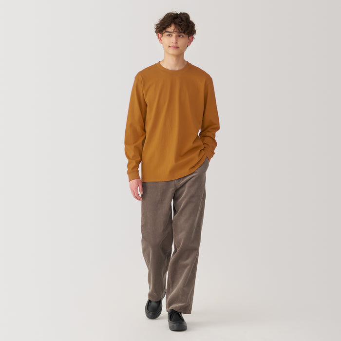 Koszulki Męskie Muji Washed Heavy Weight Crew Neck Long Sleeve Granatowe | KS0P8P08G