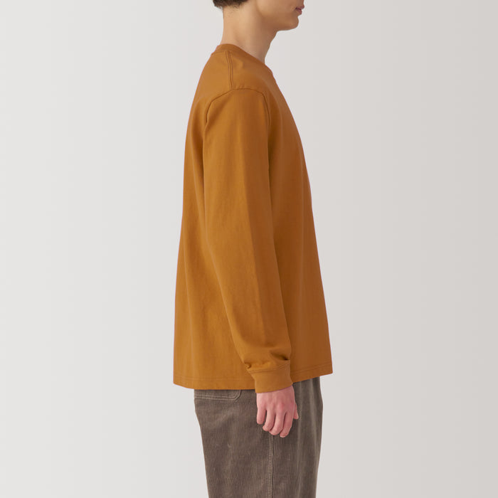 Koszulki Męskie Muji Washed Heavy Weight Crew Neck Long Sleeve Granatowe | KS0P8P08G