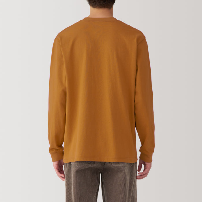 Koszulki Męskie Muji Washed Heavy Weight Crew Neck Long Sleeve Granatowe | KS0P8P08G