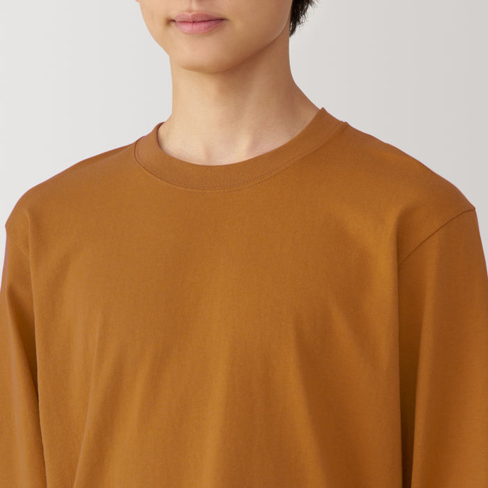 Koszulki Męskie Muji Washed Heavy Weight Crew Neck Long Sleeve Granatowe | KS0P8P08G