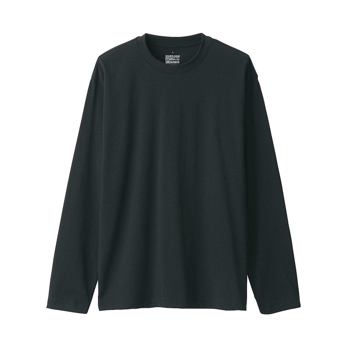 Koszulki Męskie Muji Washed Jersey Crew Neck Long Sleeve Czarne | XQ1B1F29N