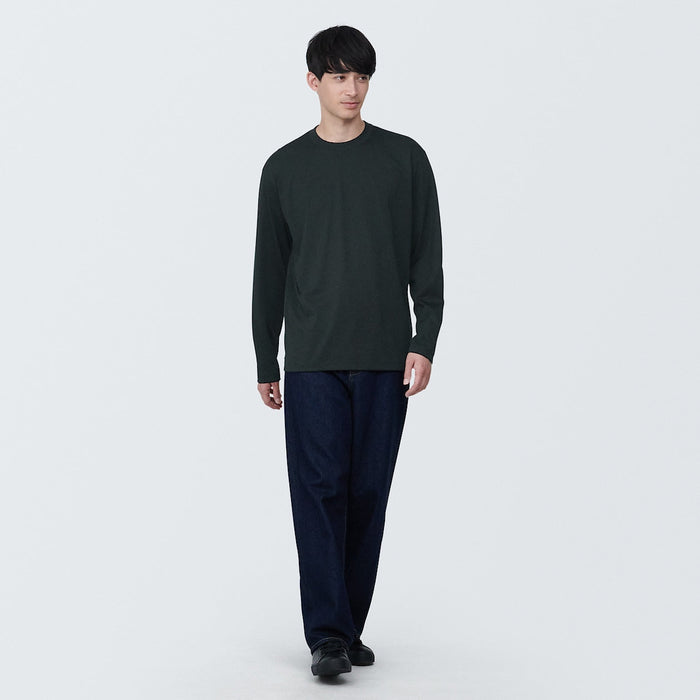 Koszulki Męskie Muji Washed Jersey Crew Neck Long Sleeve Czarne | XQ1B1F29N