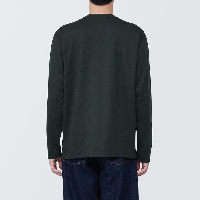 Koszulki Męskie Muji Washed Jersey Crew Neck Long Sleeve Czarne | XQ1B1F29N