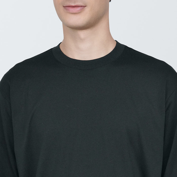 Koszulki Męskie Muji Washed Jersey Crew Neck Long Sleeve Czarne | XQ1B1F29N