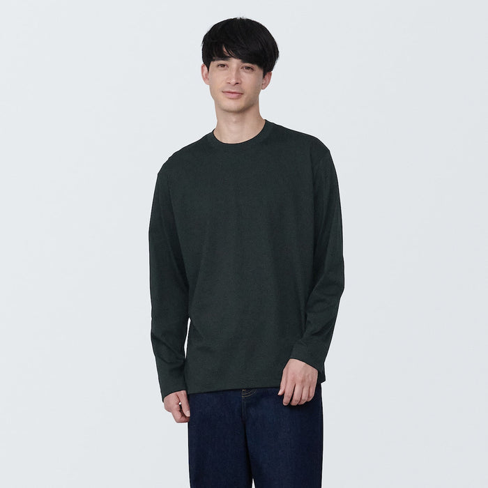 Koszulki Męskie Muji Washed Jersey Crew Neck Long Sleeve Czarne | XQ1B1F29N
