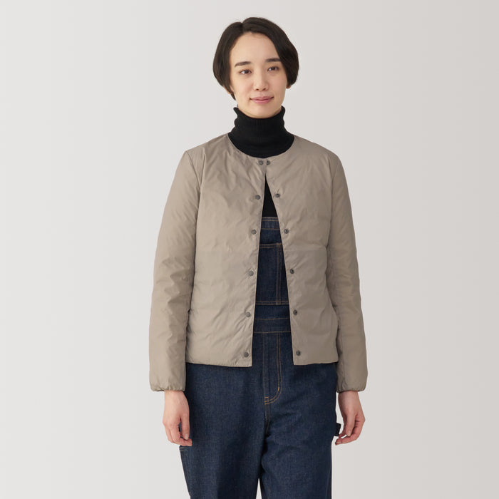 Kurtki Damskie Muji Lightweight Down Collarless Szare | KU9D6V45B