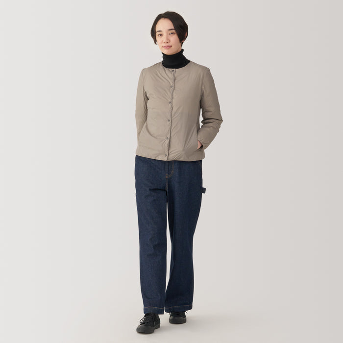 Kurtki Damskie Muji Lightweight Down Collarless Szare | KU9D6V45B