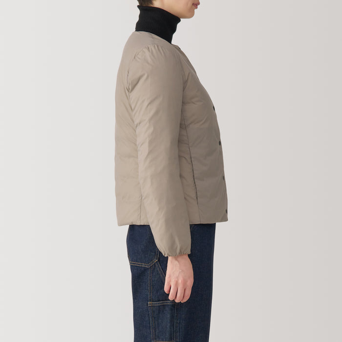 Kurtki Damskie Muji Lightweight Down Collarless Szare | KU9D6V45B