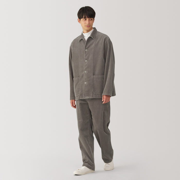 Kurtki Męskie Muji Kapok Blend Corduroy Szare | YP7F2Z13C