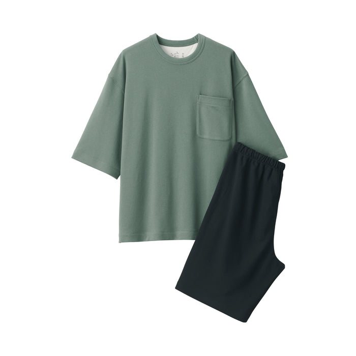 Piżama Męskie Muji Sweatshirt Short Sleeve Loungewear Zielone | RO2D9H00Z