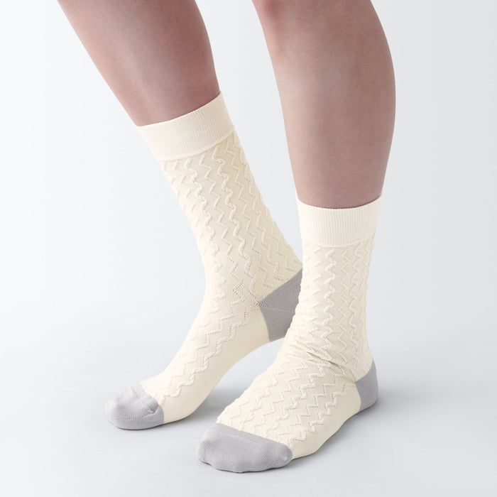 Skarpetki Damskie Muji Lustrous Cotton Yarn Pattern Stitch Żółte | YH1U5S97J