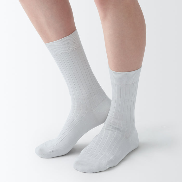 Skarpetki Damskie Muji Lustrous Cotton Yarn Ribbed Białe | WP8W8Y49H