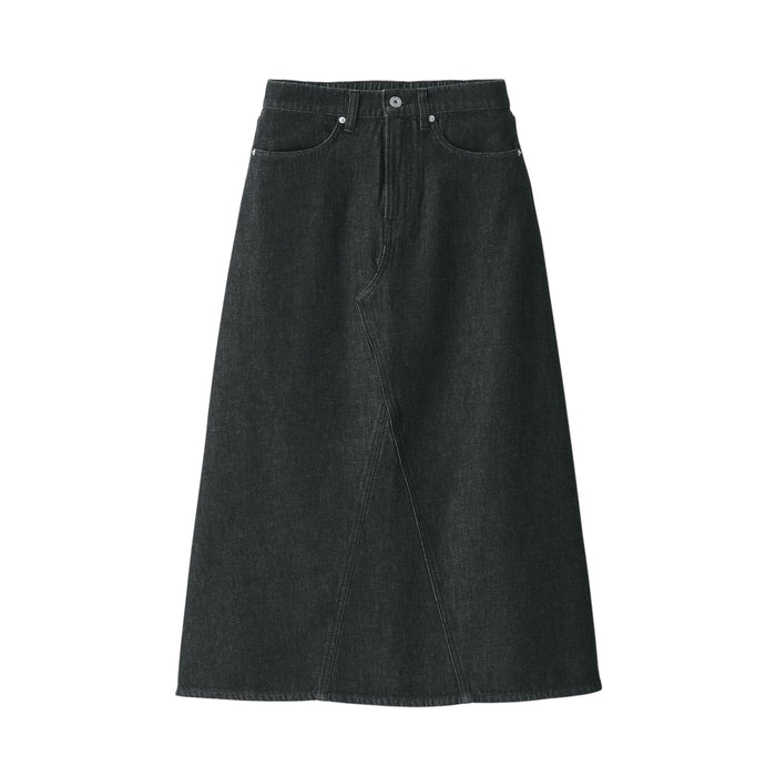 Spódnice Damskie Muji Kapok Blend Denim A-Line Czarne | ZC9F8K72W