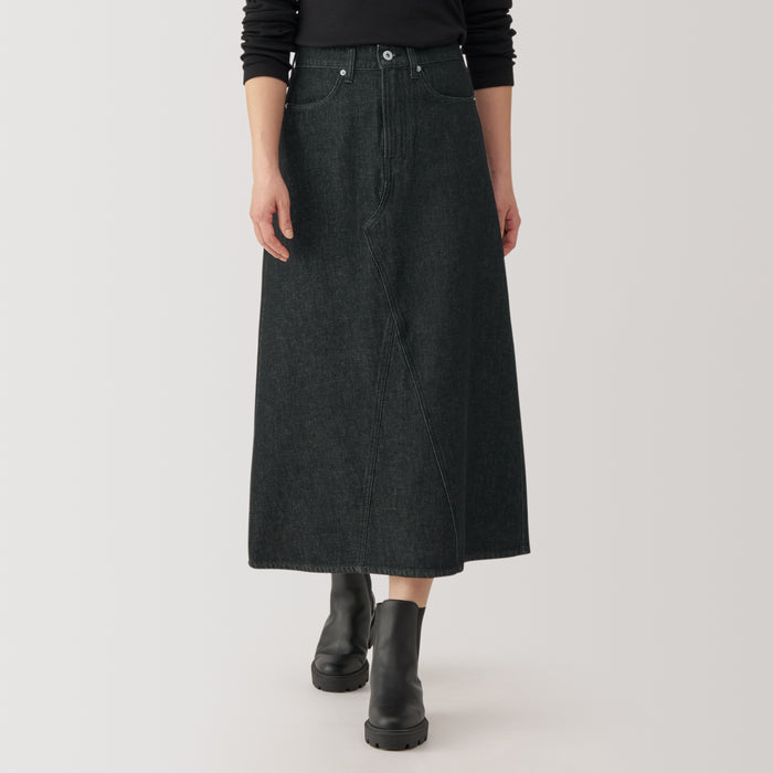 Spódnice Damskie Muji Kapok Blend Denim A-Line Czarne | ZC9F8K72W