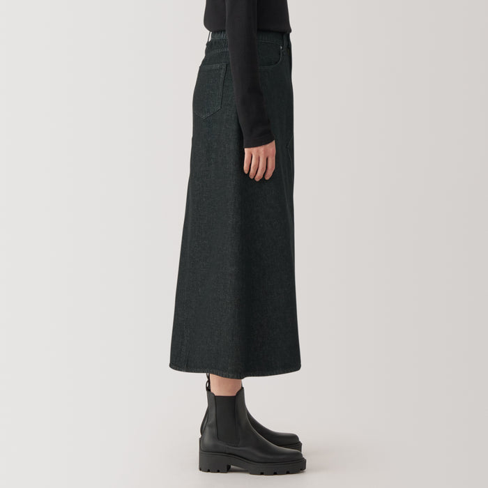 Spódnice Damskie Muji Kapok Blend Denim A-Line Czarne | ZC9F8K72W