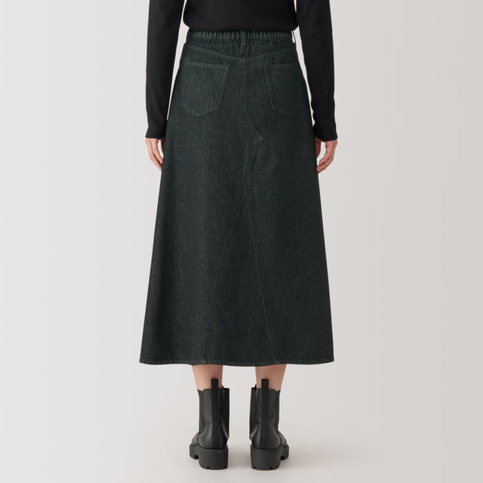 Spódnice Damskie Muji Kapok Blend Denim A-Line Czarne | ZC9F8K72W