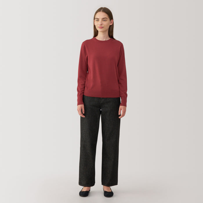 Swetry Damskie Muji Washable High Gauge Wool Crew Neck Brązowe | NT0S0C70H