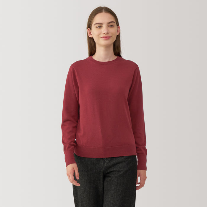 Swetry Damskie Muji Washable High Gauge Wool Crew Neck Brązowe | NT0S0C70H