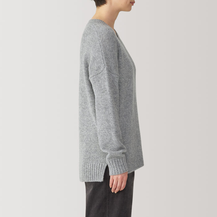 Swetry Damskie Muji Yak Wool Blend V-Neck Szare | EL8G9I34S
